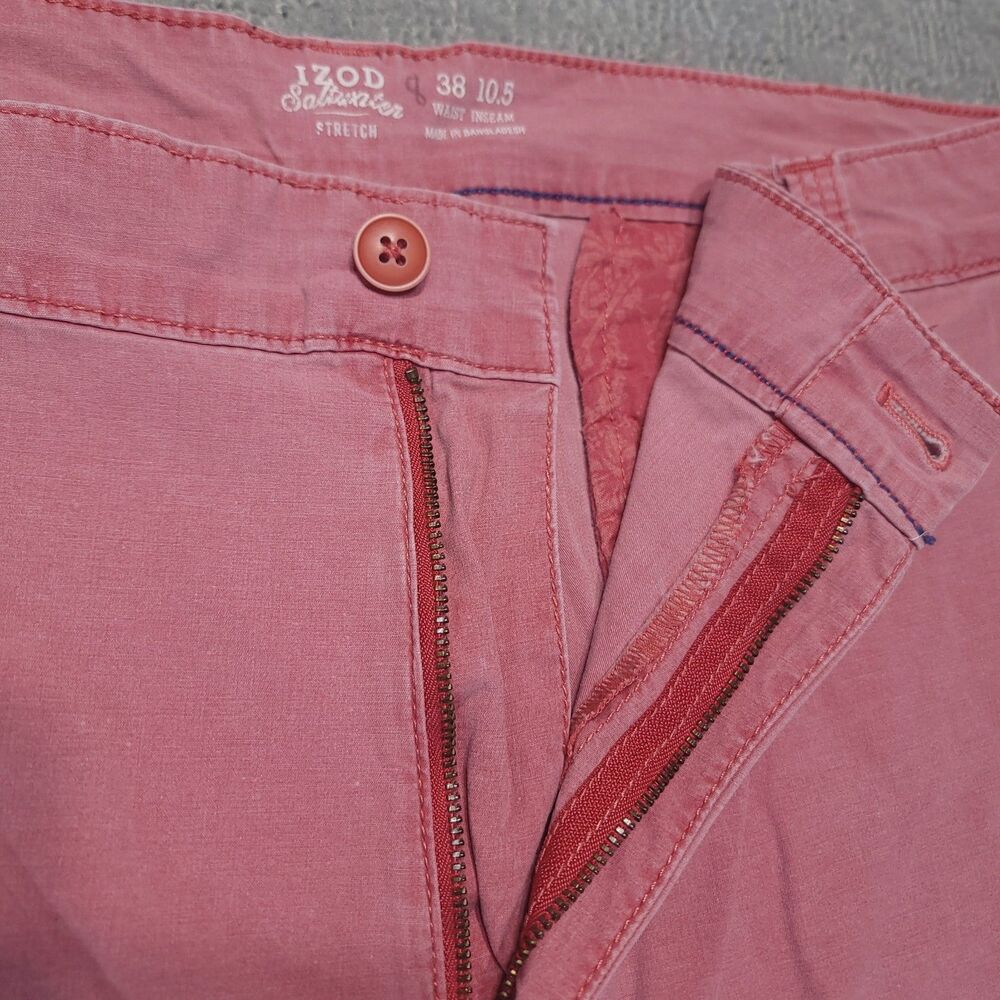 IZOD Saltwater Stretch Mens 38 Cargo Shorts Chino Red 10.5” Inseam - Picture 5 of 14